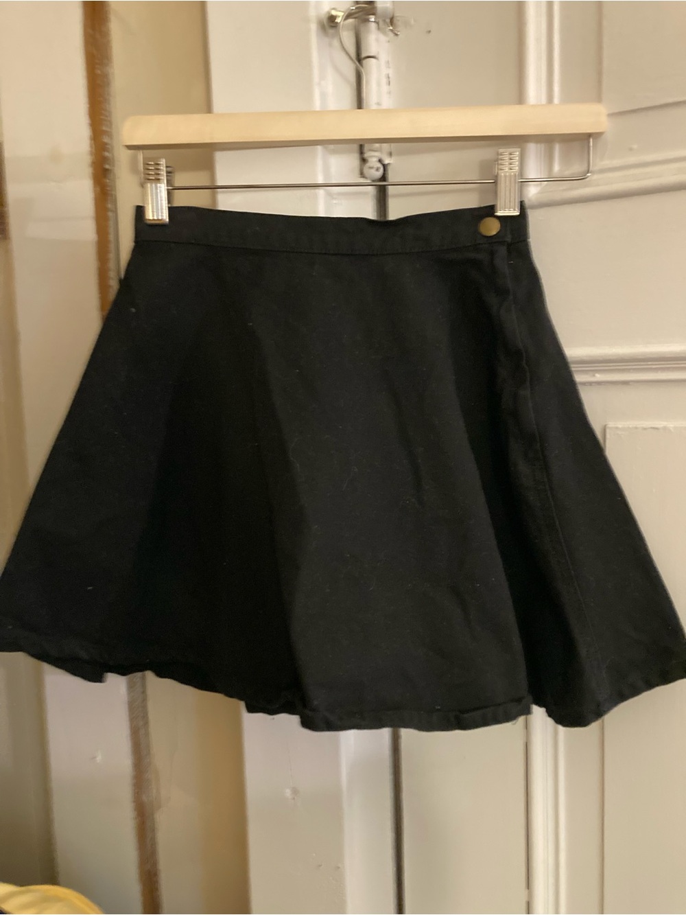 American Apparel Black Denim Flared Circle Mini Skirt